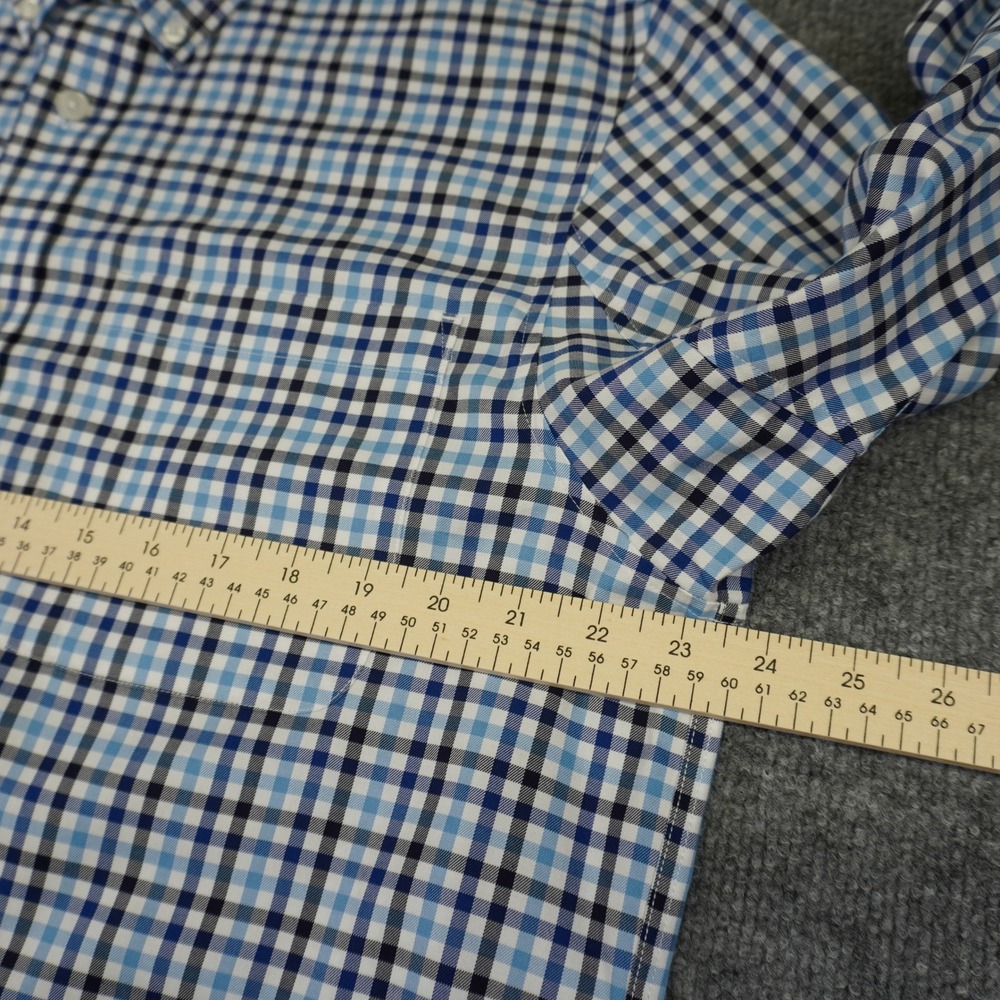 Duluth Trading Trim Fit Men's Large Tall Plaid Long Sleeve Button Shirt Blue LT - Picture 4 of 10